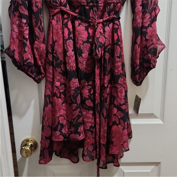 Danny & Nicole Black and Pink Floral Long Sleeve Dress - Picture 3 of 5